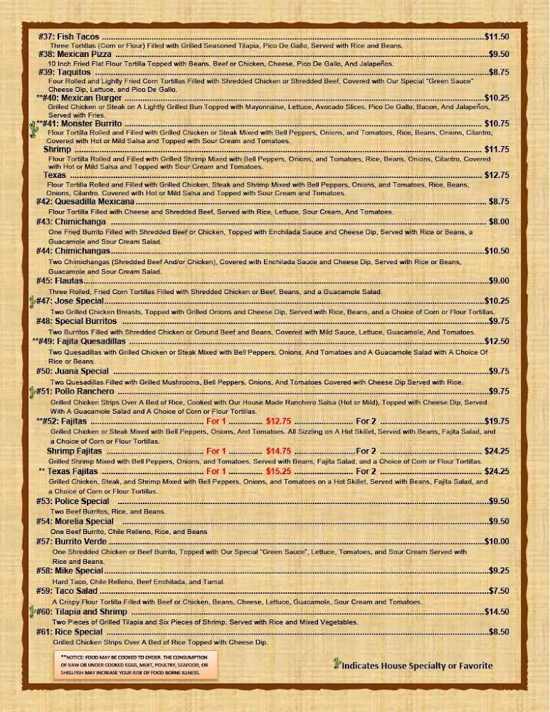 La Michoacana Mexican Restaurant Menu image 3